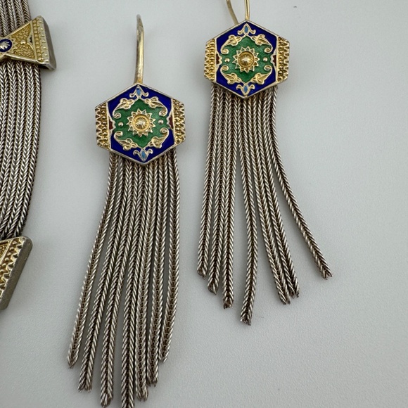 Vintage Sterling Silver and Enamel Byzantine Style Anatoli Desined Suite 128g - Picture 4 of 14